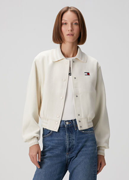 Cream Crop Polo Jacket