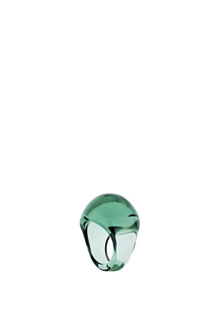 Cabochon Patina Clear & Deep Green Kristal Unisex Yüzük