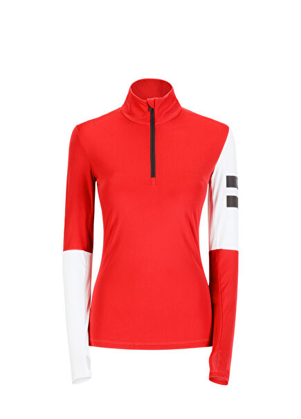 T-Neck With Bacio White Black Half Zip Women's Sports Bodysuit