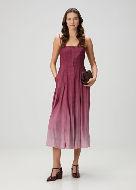 Magritte Burgundy Gradient Midi Cashmere Dress
