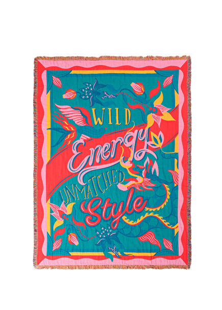 Novelas Green Fringed Jacquard Cotton Sofa Shawl 137 x 180 cm