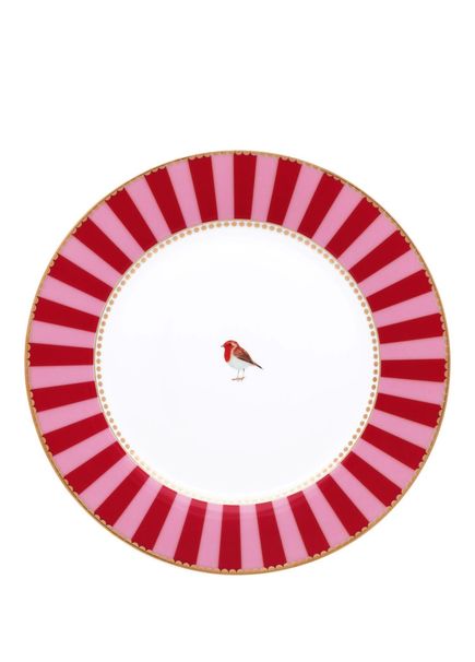 Love Birds Kırmızı Pembe Porselen Kahvaltı Tabağı 21 cm