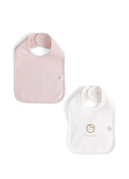 Ekru Pembe Sıvı Geçirmez 2'li Mama Önlüğü