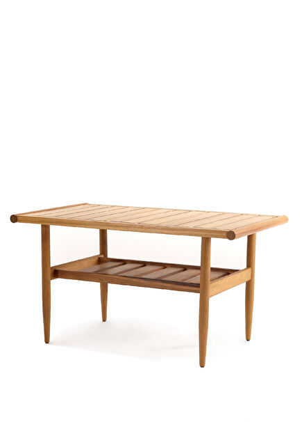 Girift Açık Kahve İroko Ahşap Alçak Bahçe Masası