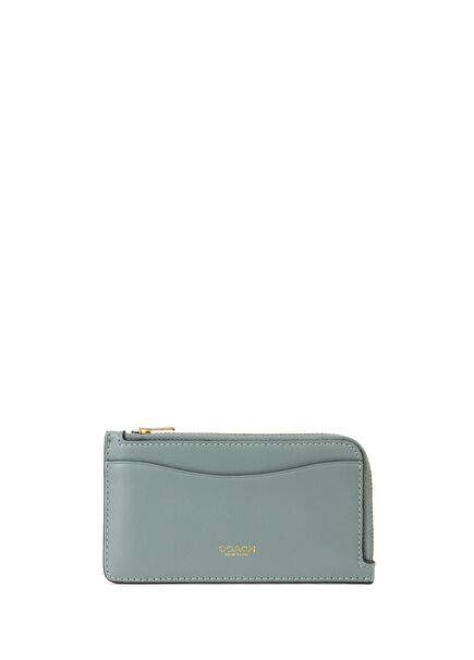 Aqua green women's leather card holder