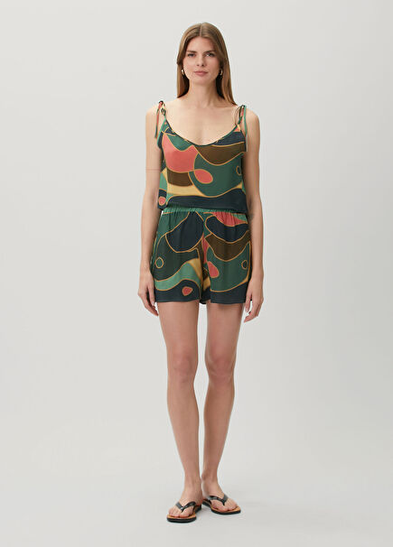 Whitney Green Patterned Shorts