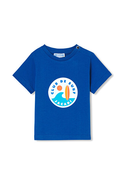 Prussian Blue Geometric Printed Baby Boy T-Shirt