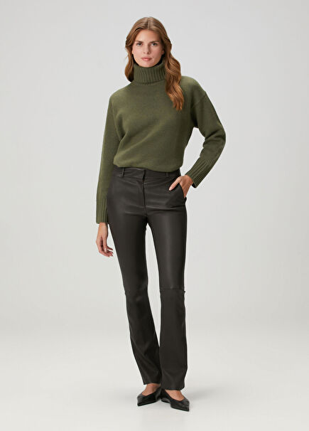 Lucia Dark Brown Leather Pants