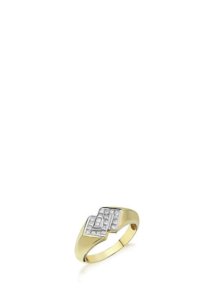 Women Ring of 14K Gold with Rhythm Diamonds