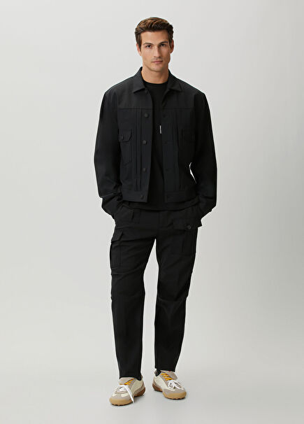 Worsted Black Wool Cargo Pants