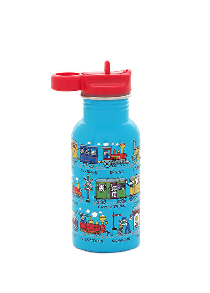 Trains Stainless Steel Flask with Straw 400 Ml