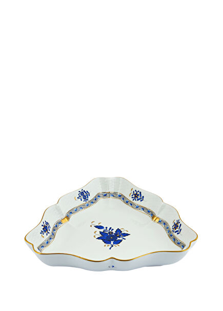 Apponyi Lacivert Desenli Porselen Üçgen Servis Kasesi 26 cm