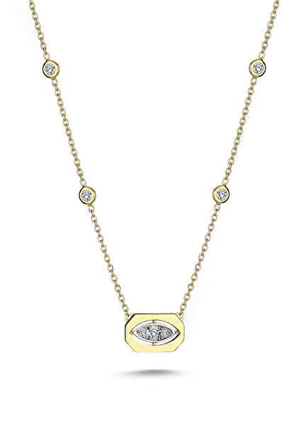 Focus Stone Detailed Women's Gold Necklace