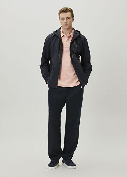 Navy Blue Pleated Twill Sport Pants