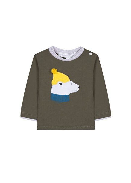 Haki Uzun Kollu Erkek Çocuk T-Shirt