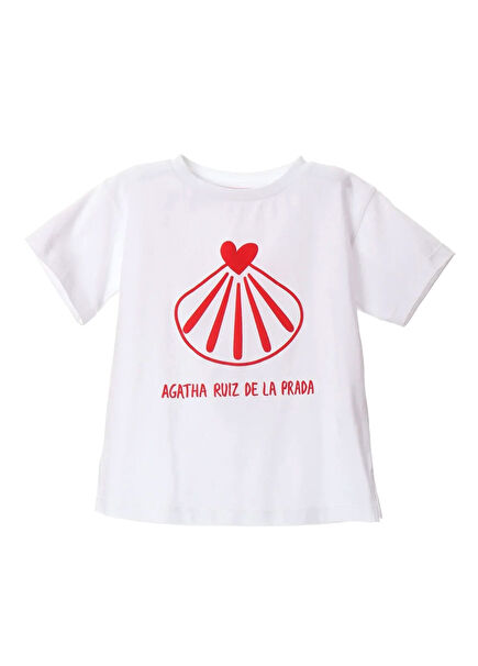 Vigo Beyaz Deniz Kabuklu Kız Çocuk T-shirt
