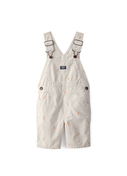 Beige Striped Boy's Shorts Salopette
