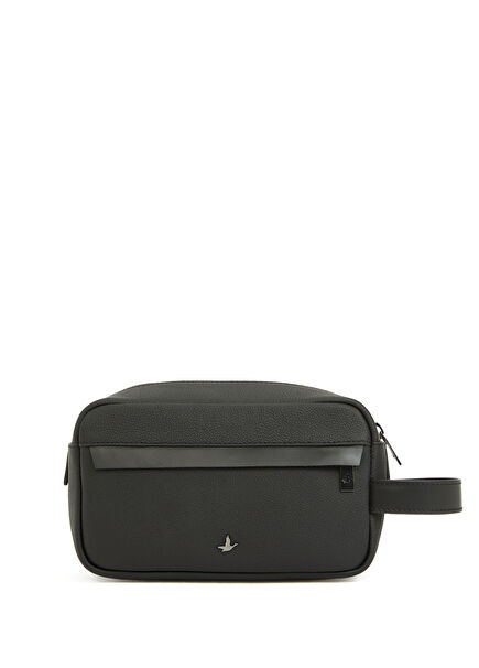 Black Leather Shaving Bag