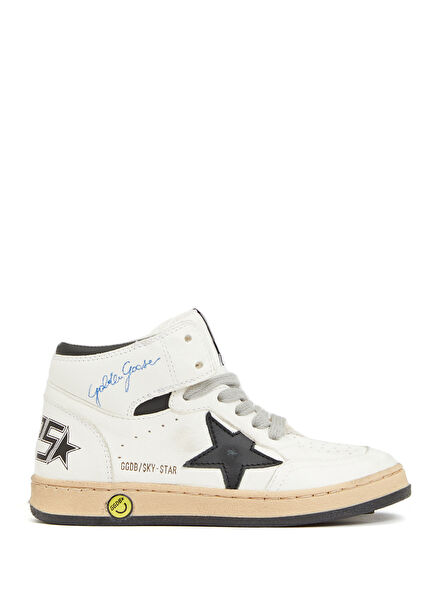 Sky Star Siyah Beyaz Unisex Çocuk Deri sneaker