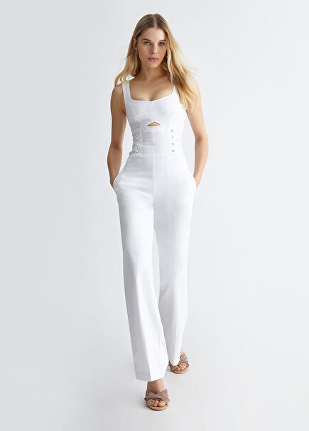 White Women's Jumpsuit with Straps