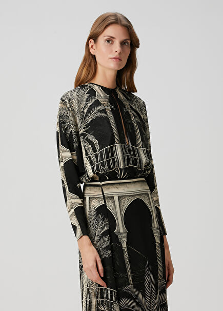 Seriously Tropical Black Silk Blouse