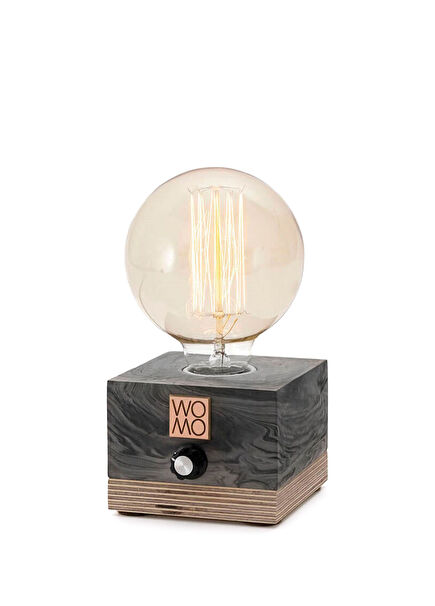 Dimmerli Mermer Desenli Küre Beton Masa Lambası