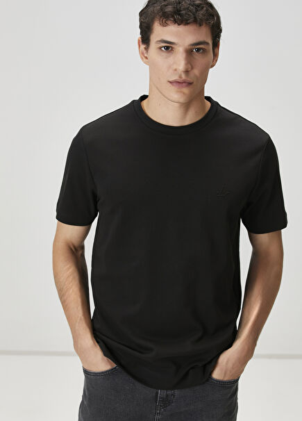 Siyah Logo Detaylı Jersey T-shirt