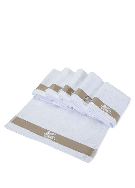 Dafne White 6-Piece Logo Jacquard Towel Set
