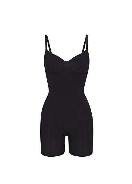Mid Thigh Black Bodysuit
