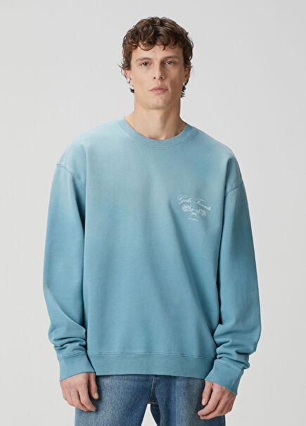 Mavi Bilardo Baskılı Sweatshirt