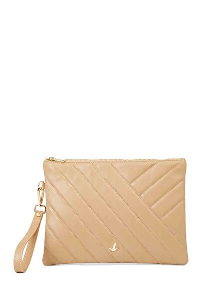 Beige Quilted Women's Clutch