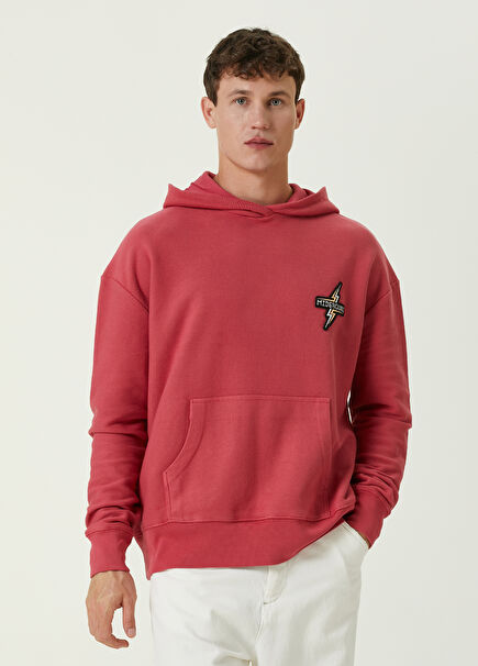 Red Basic Men's Sweatshirt with Coat of Arms