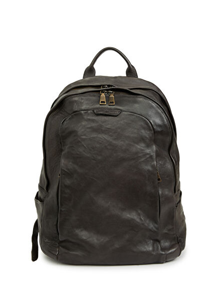 Gri Erkek Deri Sırt Çantası