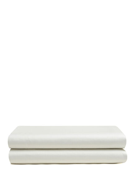 Solid Ecru Cotton Satin Single Fitted Sheet 100x200