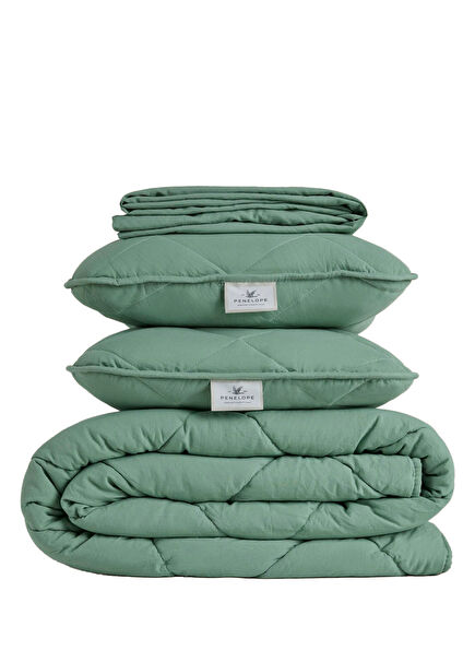 Colors in Comfort Yeşil Microfiber Kumaş Çift Kişilik Yastık Yorgan Seti 195 x 215 cm