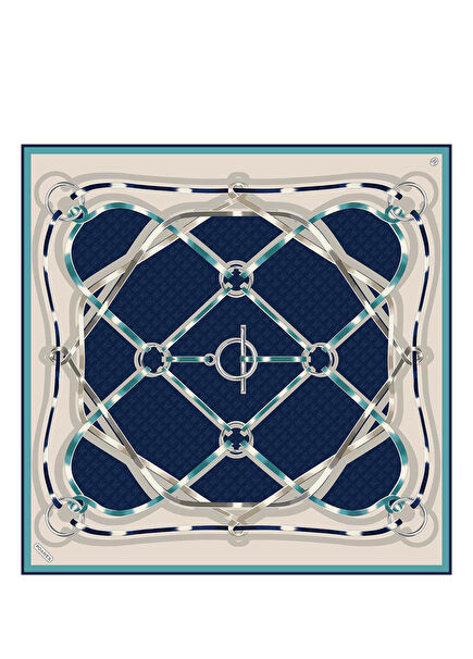 Marin Monogram Desenli Twill İpek Kadın Eşarp