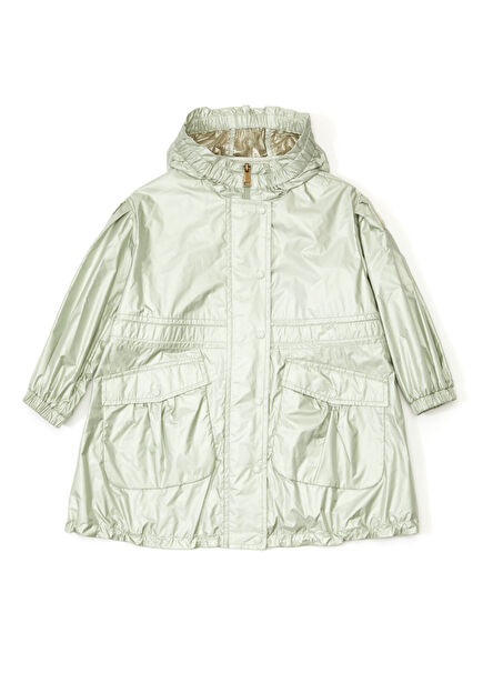 Afet Green Hooded Girl İn Children's Parka