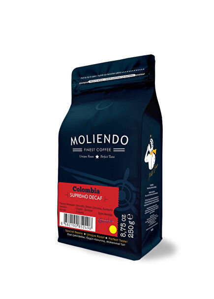 Colombia Supremo Decaf Kafeinsiz Yöresel Öğütülmüş Filtre Kahve 250 gr