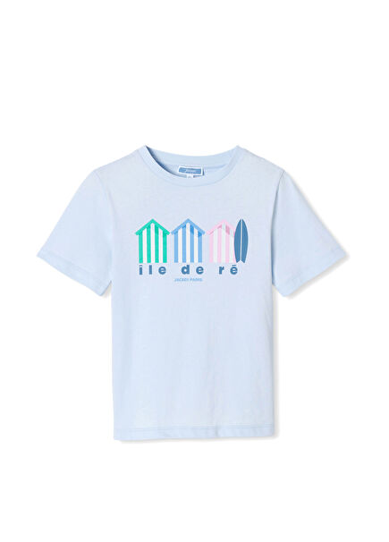 Mavi Pamuklu Kısa Kollu Erkek Çocuk T-Shirt