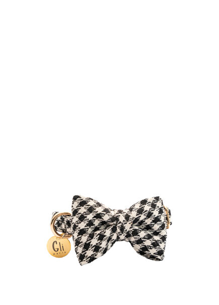 Nero Black Cream Bow Tie Dog Neck Collar