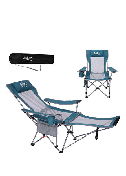 AeroComfort Lounge Cyan Grey 4-Position Reclining Camping Chair