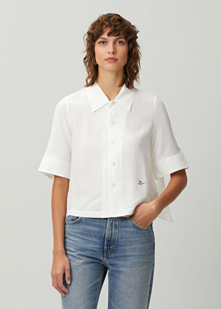 Telmy White Short Sleeve Silk Shirt