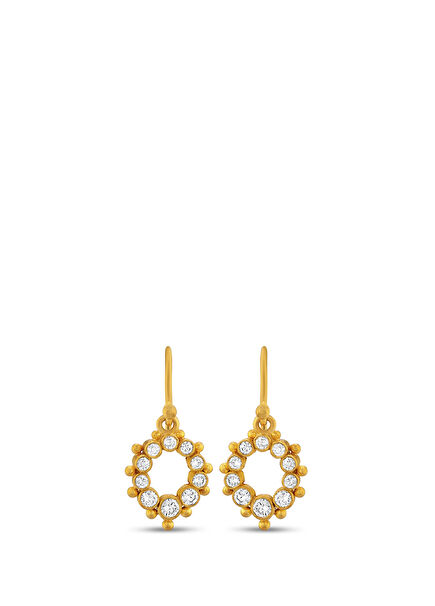 24K Gold Women's Earrings with Diamonds