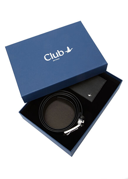 Black Men's Leather Accessory Set