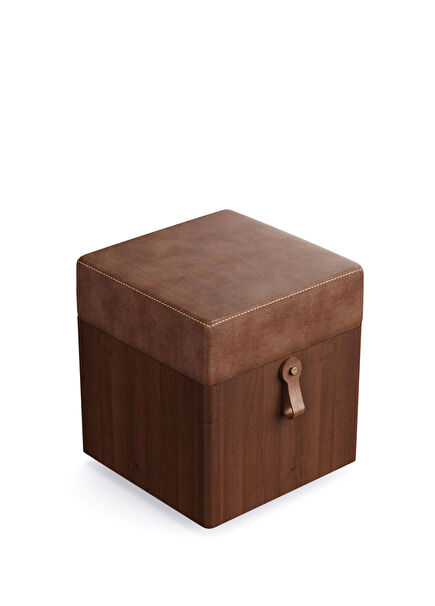 Wooden Pouf - SALON TRIO, Walnut