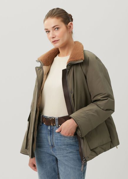 Haki Shearling Yaka Mont