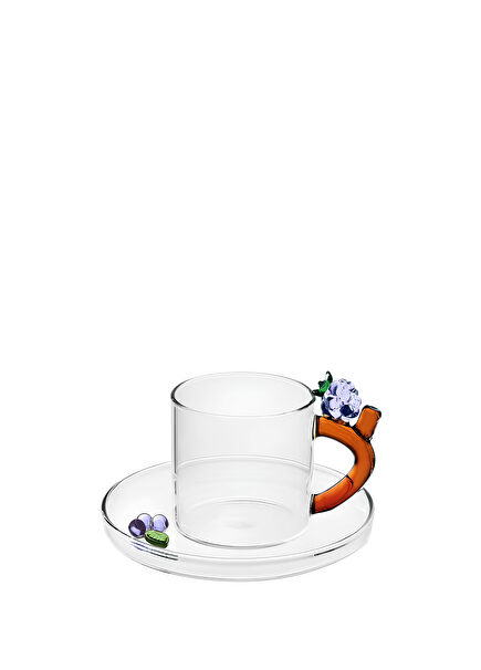 Fruits and Flower Blackberry Figured Glass Coffee Cup