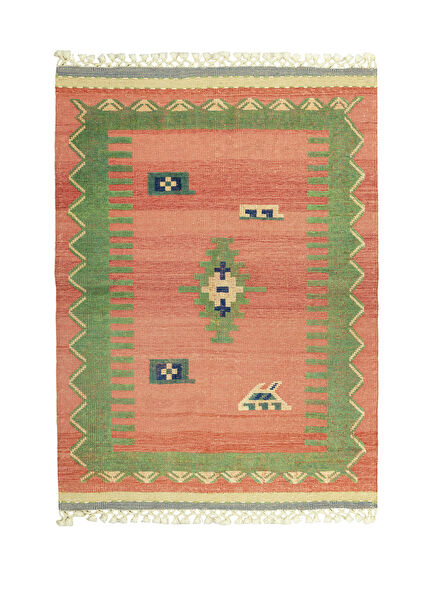 Tiznit Mercan Green Wool Decorative Carpet Rug 95 x 130 cm