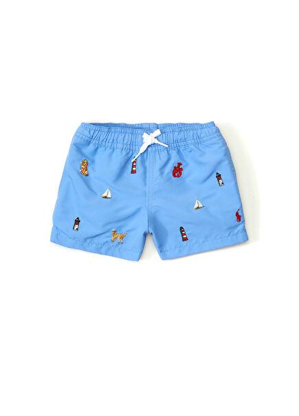 Blue Embroidered Boys Swimsuit