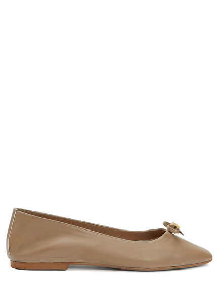 Mink Logo Suede Ballet Flats